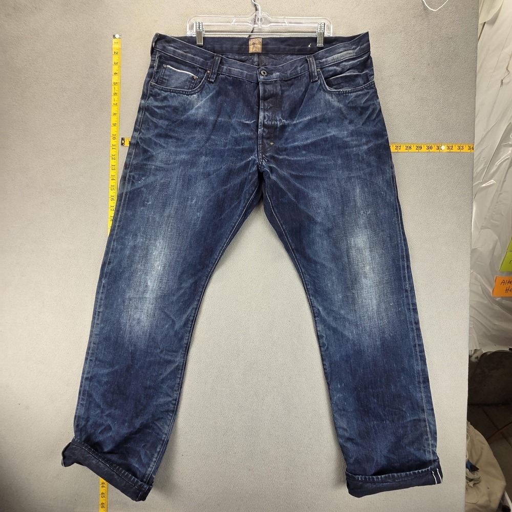 PRPS Jeans Mens Blue Selvedge Barracuda Straight Whiskers Honeycomb Fits 40x34